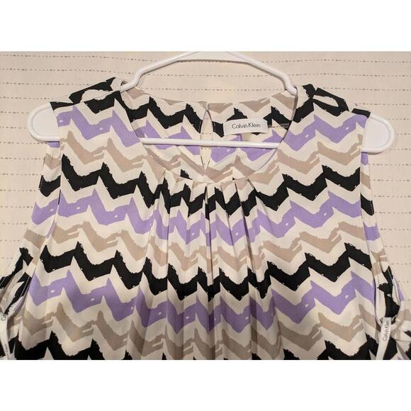 Calvin Klein Chevron Print Sleeveless Tank Top Womens Large Polyester - Picture 4 of 12